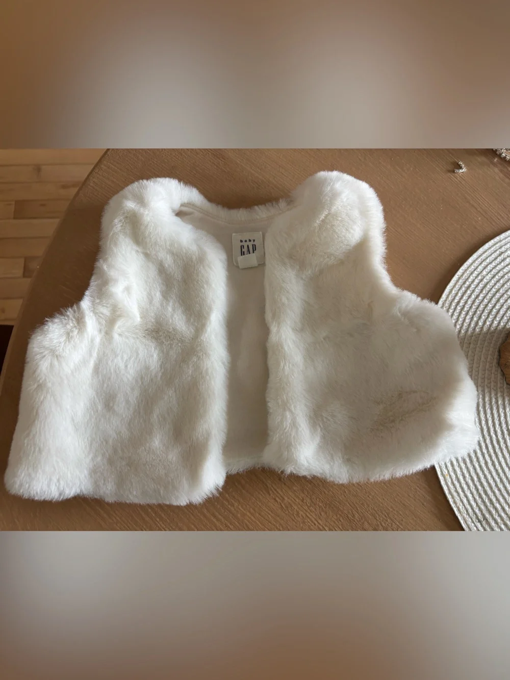 GAP White Faux Fur Vest & shoes for girls